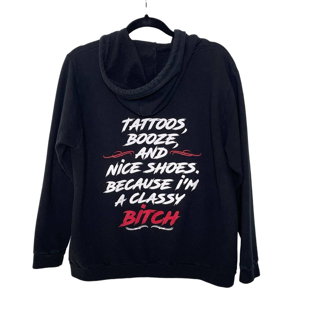 Anvil Outlaw Threadz Hoodie‎ Full Zip Graphic Printed Kangaroo Pocket Black L